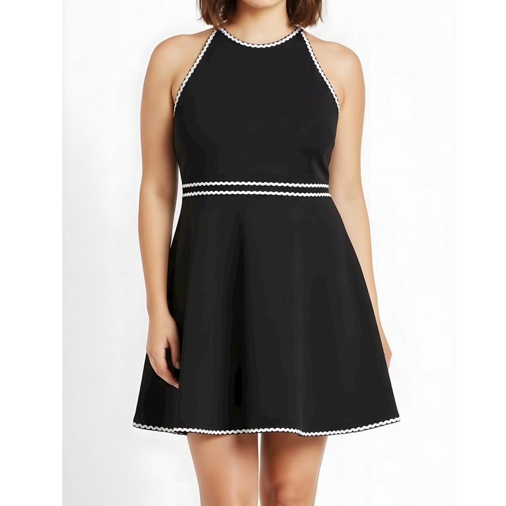 Hill House Black Mini Dress with White Trim